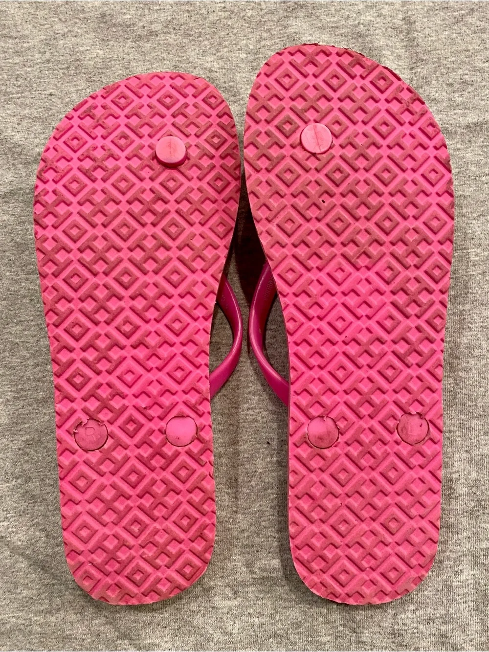 Tory Burch Pink Logo Flip Sandals with Gold Medallion
